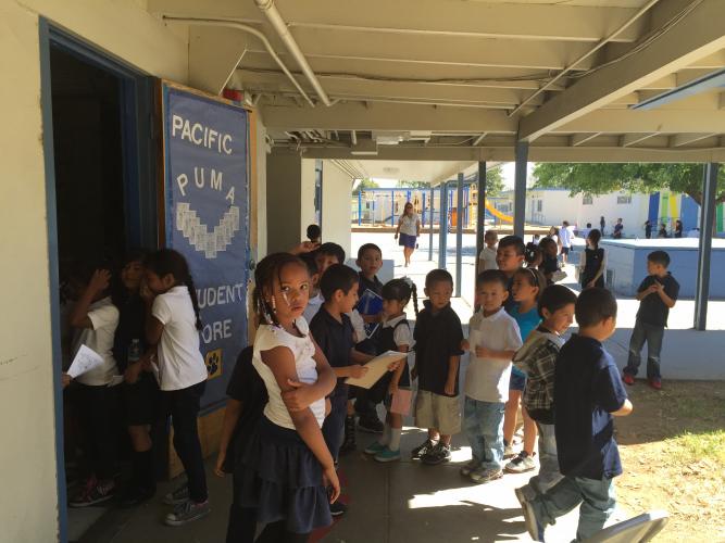Students exchange Puma Paws, earned for positive behavior, for great incentives at the Pacific Student Store.